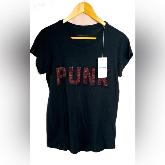 Zadig & Voltaire 3 D PUNK Embellished Tee Shirt in Noir, Size M, NWT - Picture 3 of 13